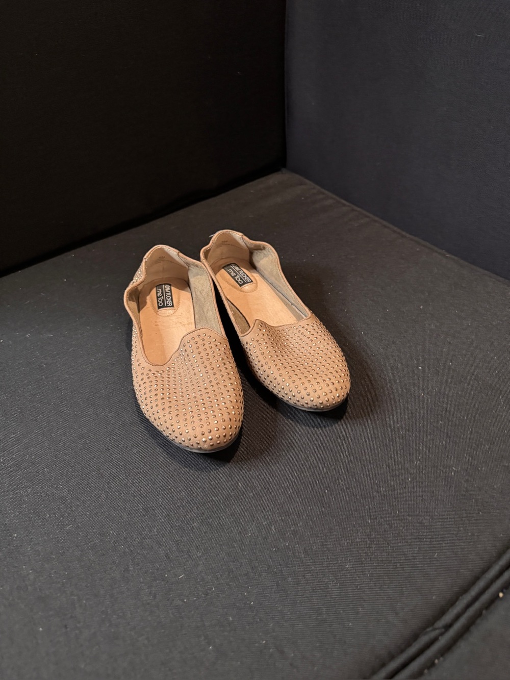 Adam Tucker Nude Studded Slip-On Loafers